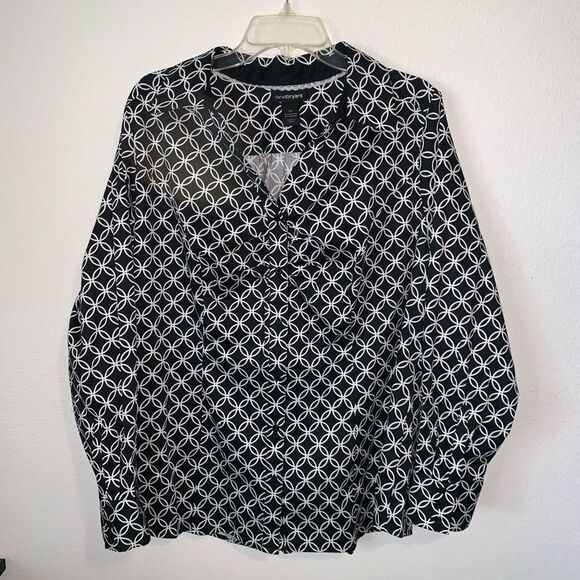 Lane Bryant Geometric Circle Button Up Blouse Top - Picture 1 of 7